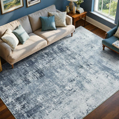 Cuzwlovita front view in living room showing modern blue pattern and cozy benefit