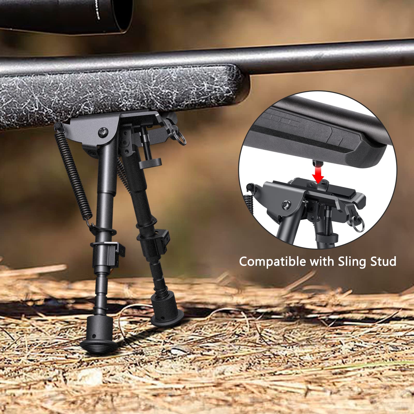 CVLIFE bipod deployed in field supporting rifle for steady prone shooting