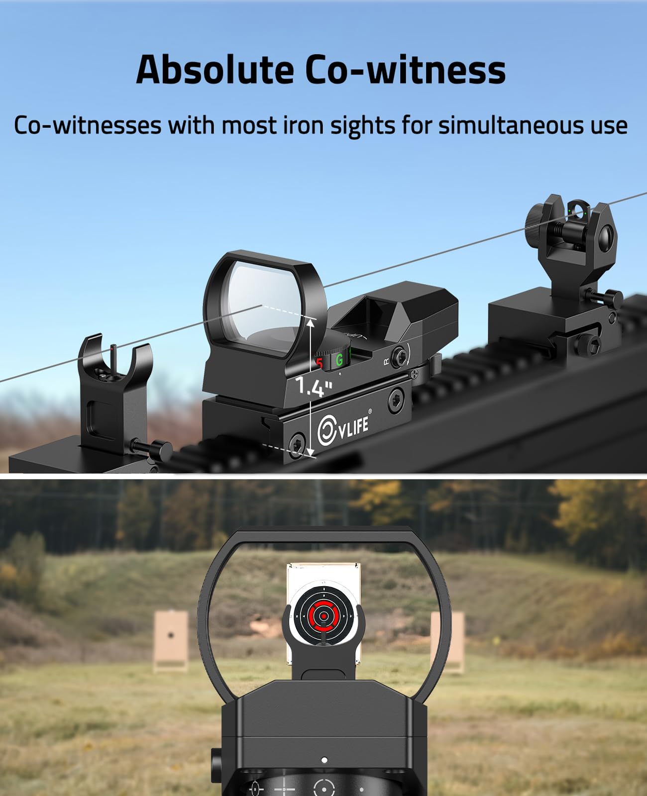 CVLIFE mounted on 20mm Picatinny rail with secure clamp for stable zero