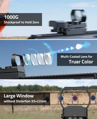 CVLIFE illuminated reticle in red and green demonstrating selectable visibility