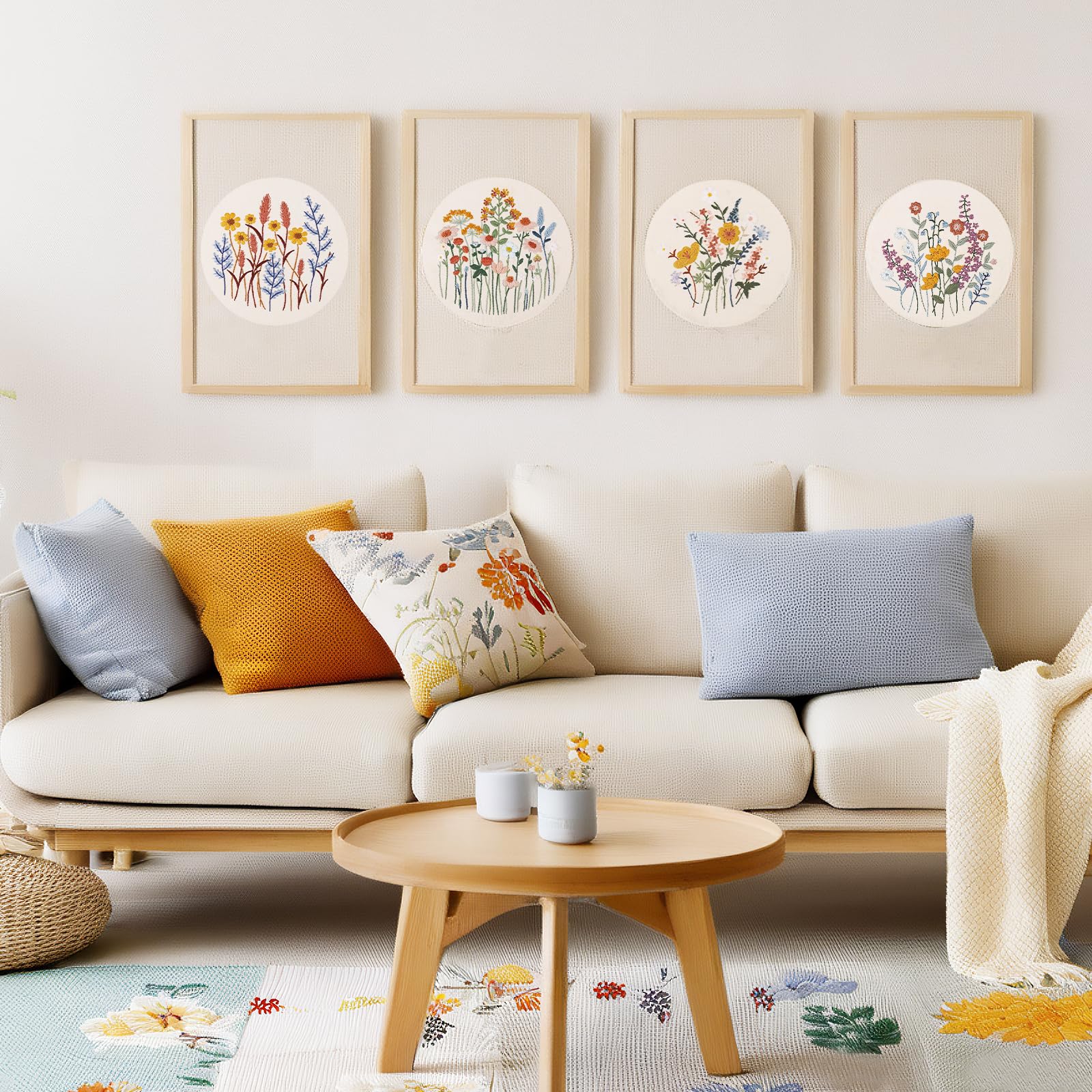 CYANFOUR finished framed embroidery demonstrating decorative home use