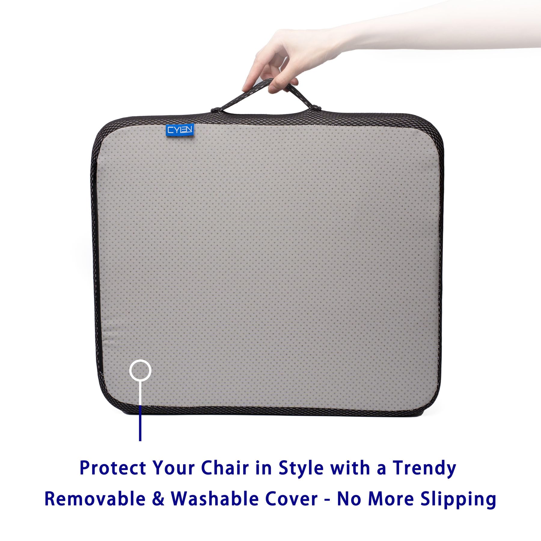 CYLEN non-slip bottom detail preventing cushion movement during transfers