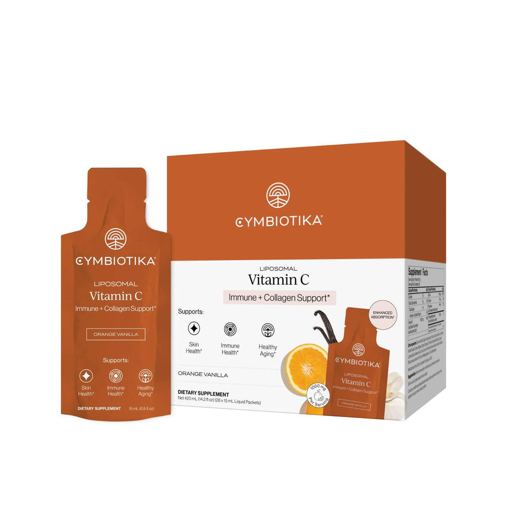 CYMBIOTIKA front packaging showing liposomal vitamin C benefits