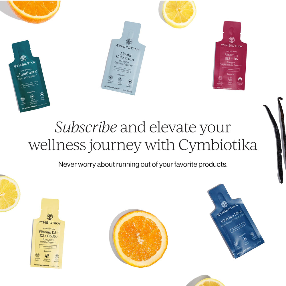 CYMBIOTIKA packet held in hand showing size and travel-friendly benefit