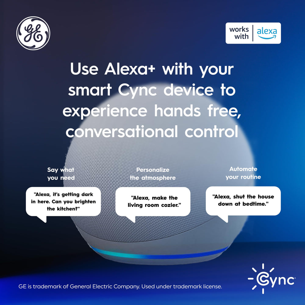 Cync A19 bulb in living room creating warm ambient light for comfort