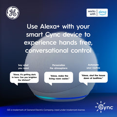 Cync A19 bulb in living room creating warm ambient light for comfort