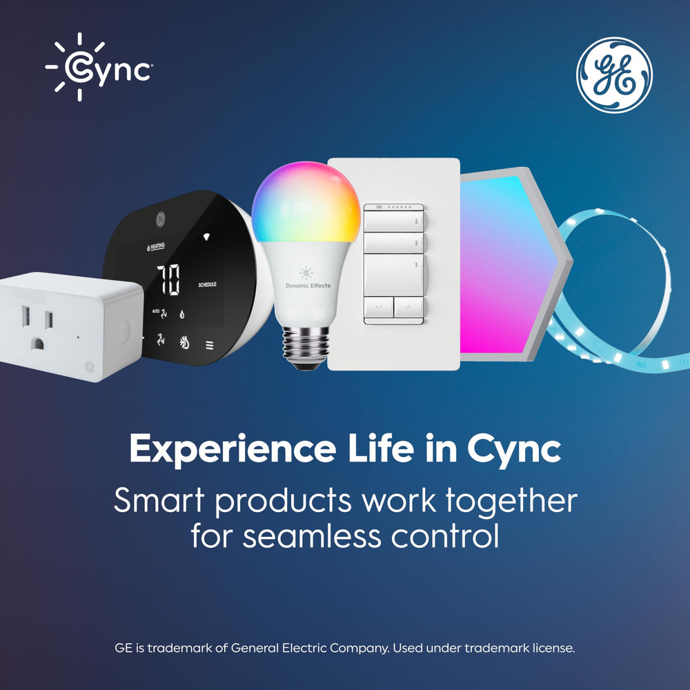 Cync A19 bulb detail of glass and base highlighting build quality
