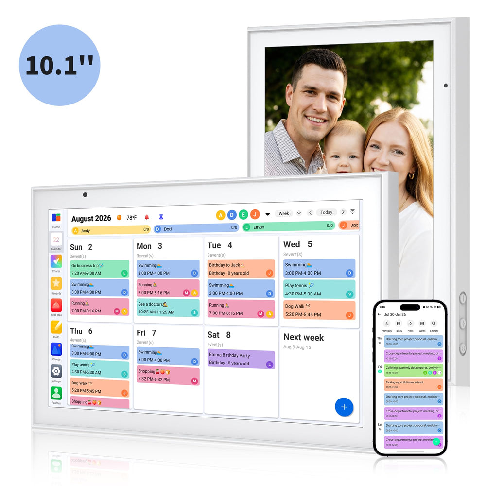 CYPID front display showing family calendar and color coded events for easy planning