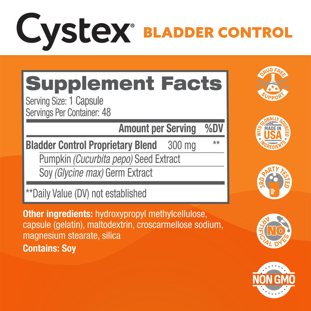 Cystex bottle on nightstand in morning routine setting indicating 24-hour support