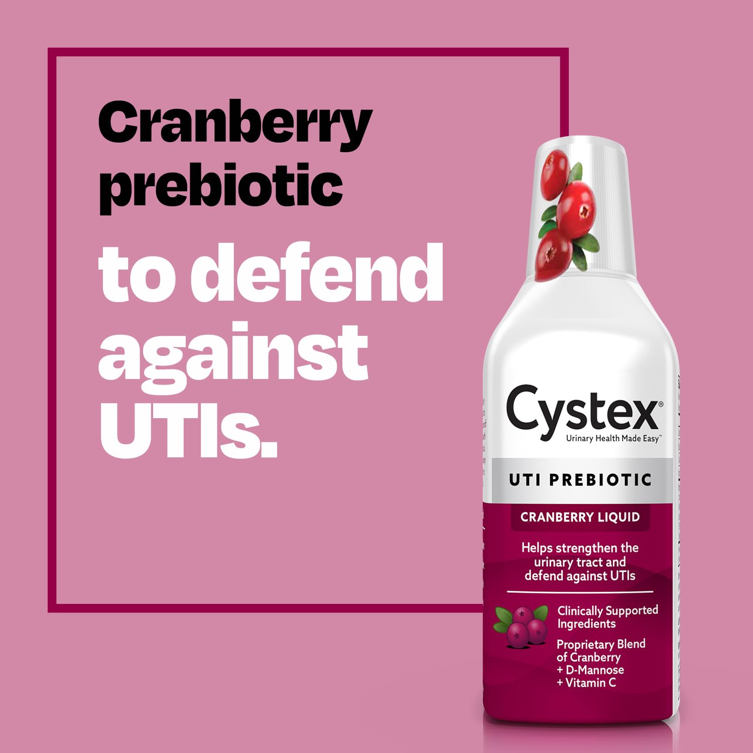 Cystex pouring liquid on a tablespoon illustrating easy daily dosing
