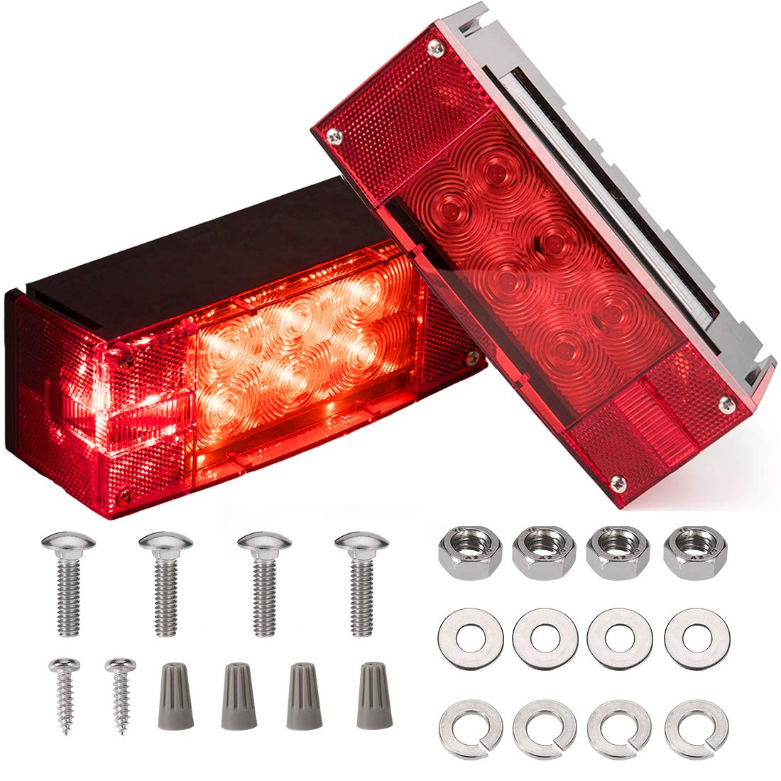 CZC AUTO front view of rectangular trailer light showing clear lens and LED array benefit visibility
