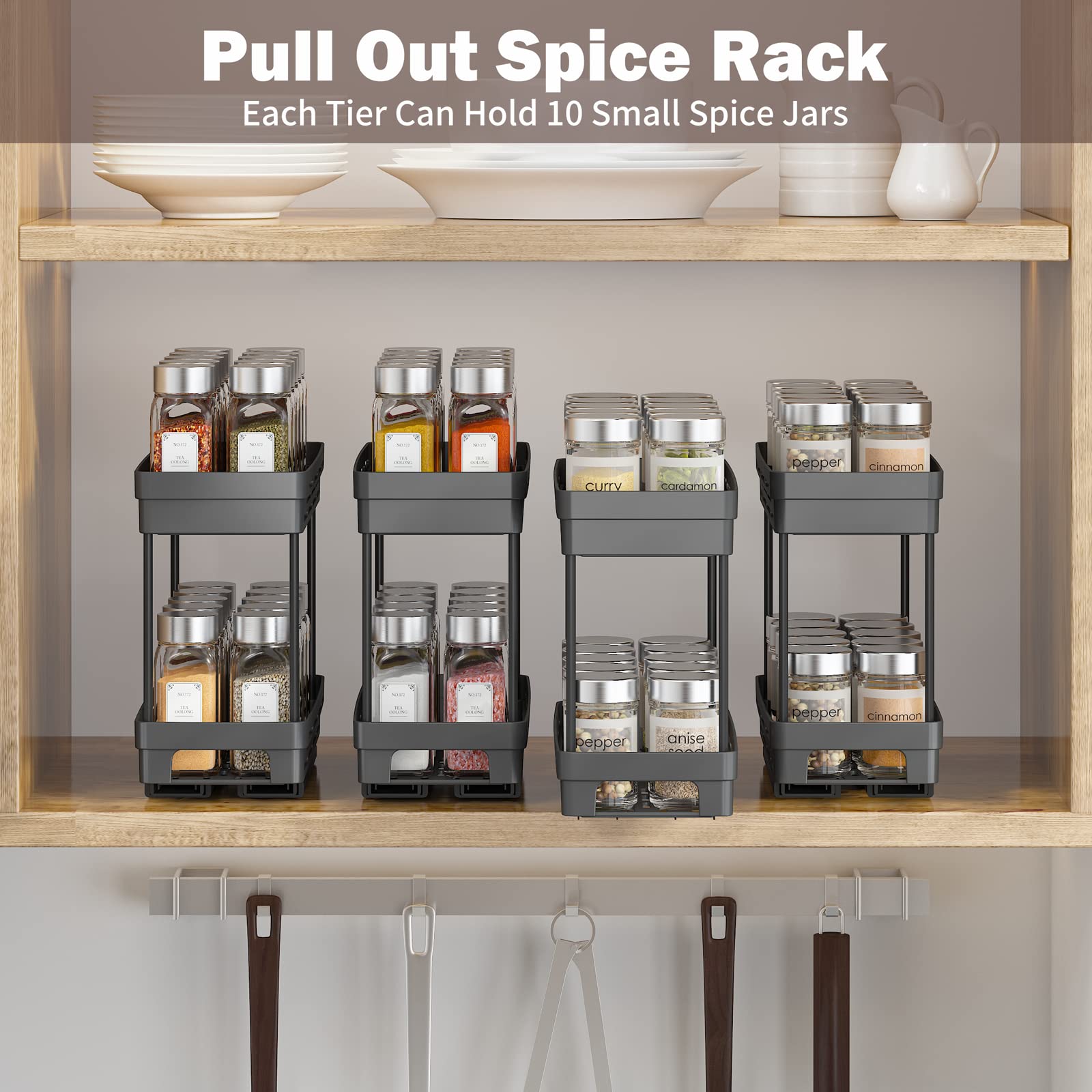 DABIGE rack next to spice jars for scale showing capacity and fit benefit