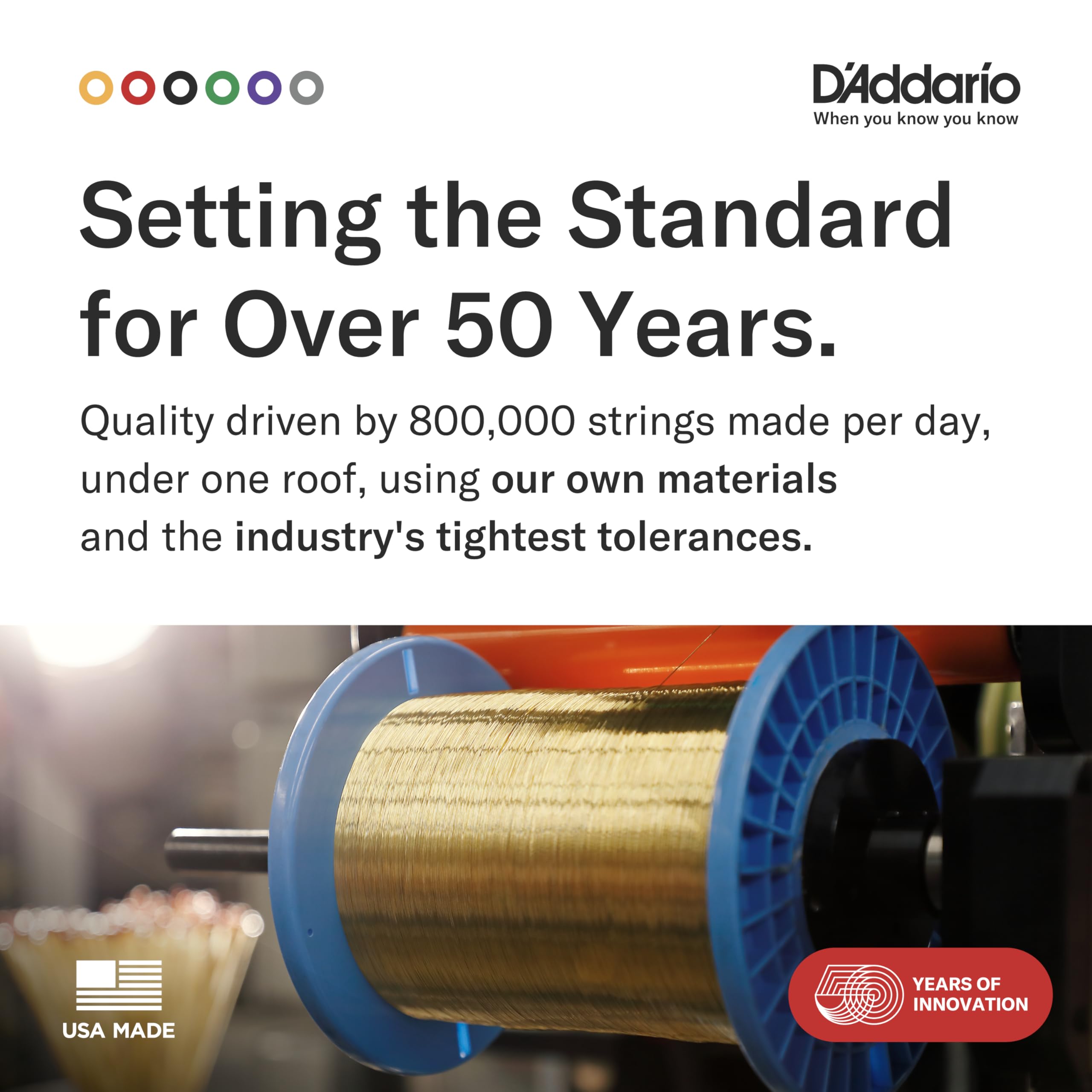 D'Addario strings laid next to a ruler demonstrating gauge sizes and scale
