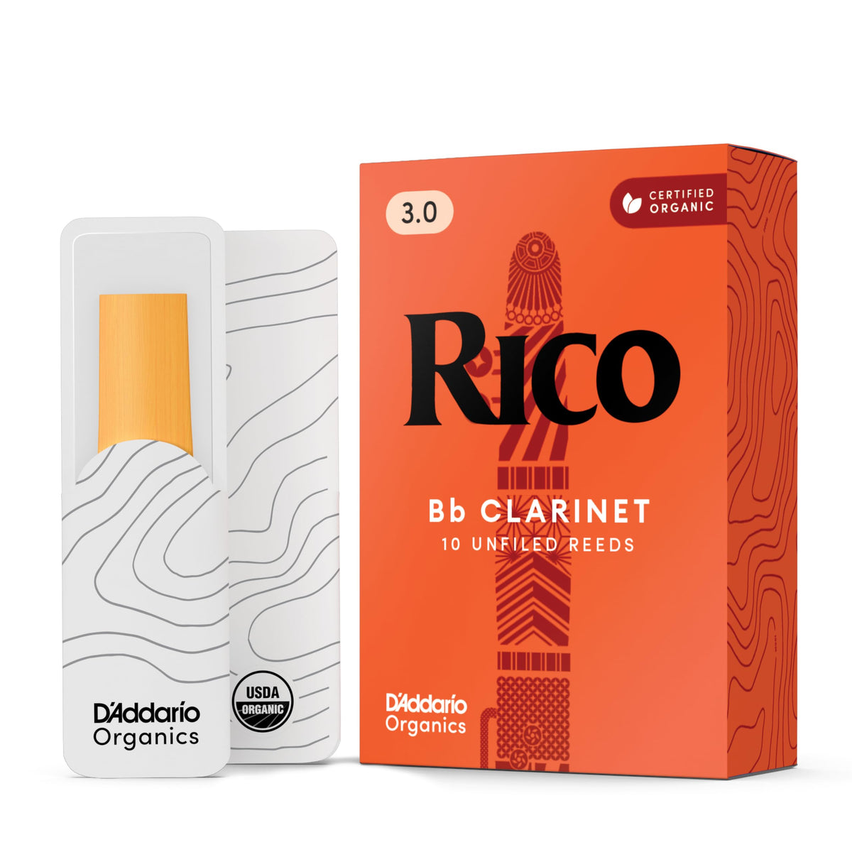 D'Addario Rico front packaging showing 10-pack, clear selection benefit