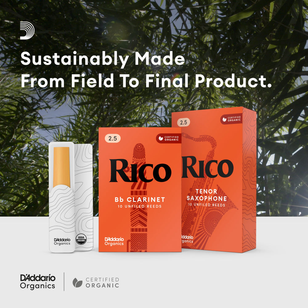 D'Addario Rico label 'Made in USA' indicating quality-controlled manufacturing