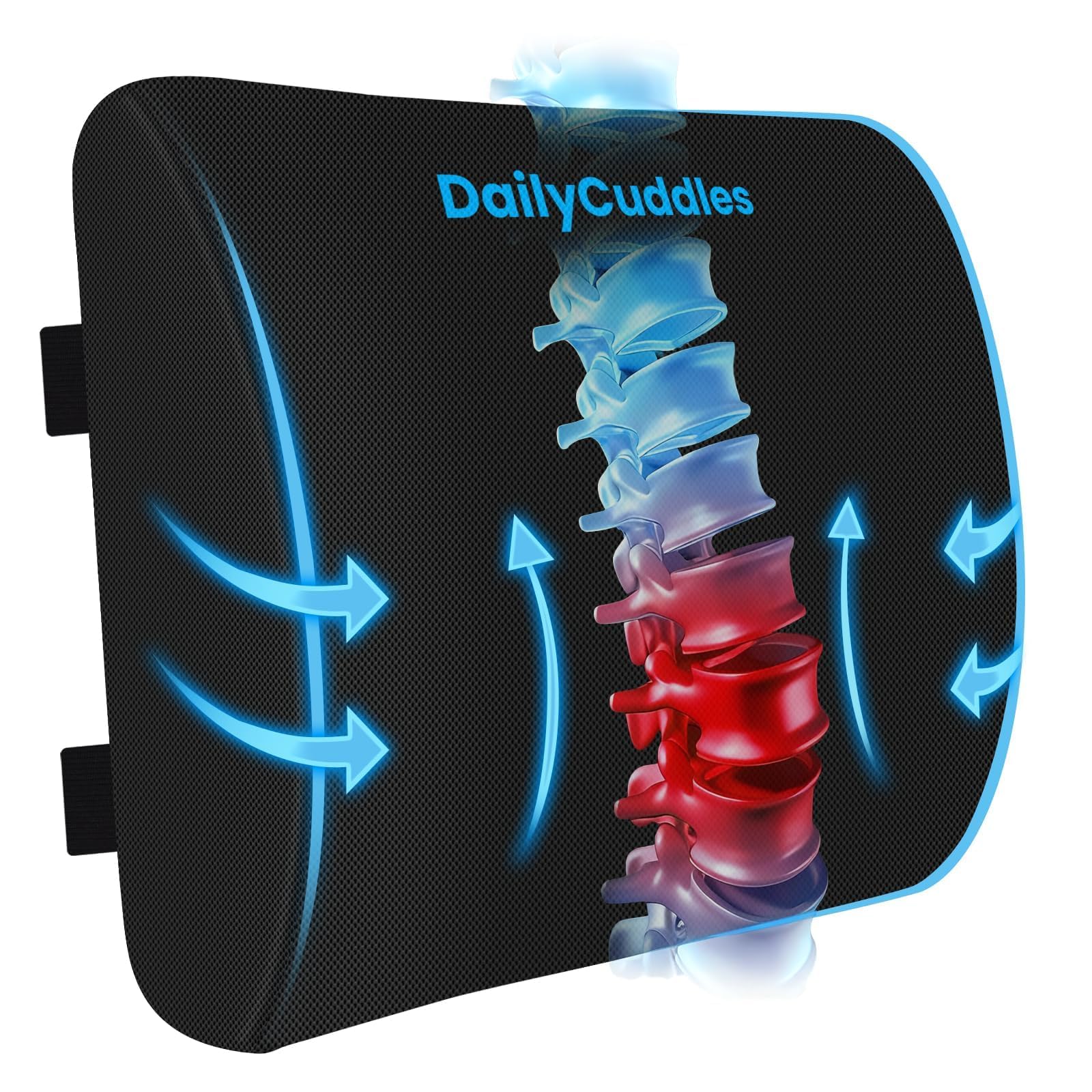 DailyCuddles front view of pillow showing shape and color, supports posture