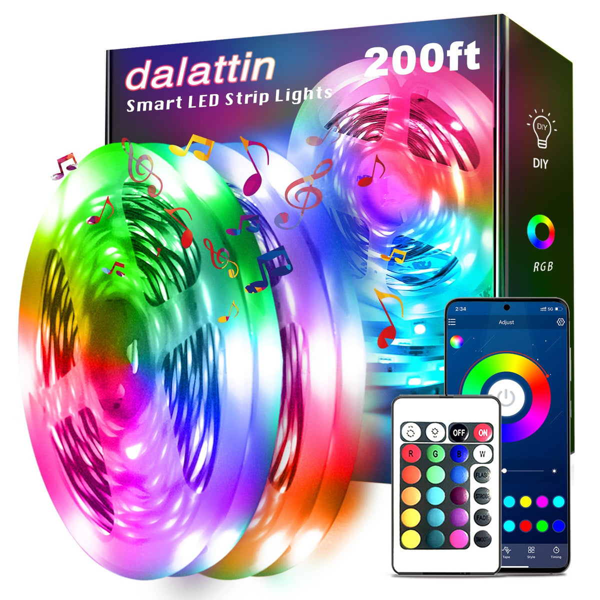dalattin front packaging showing two 100ft rolls and accessories, clear kit overview and benefit