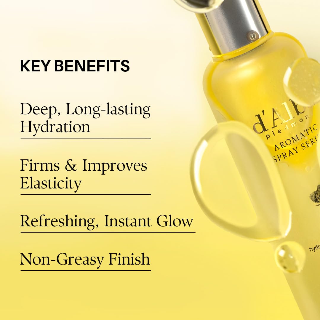d'alba Piedmont bottle held in hand illustrating travel size benefit: easy portability