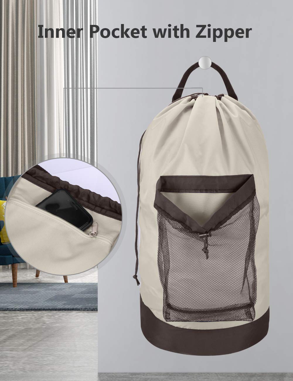 Dalykate front mesh pocket holding detergent to keep supplies organized on the go