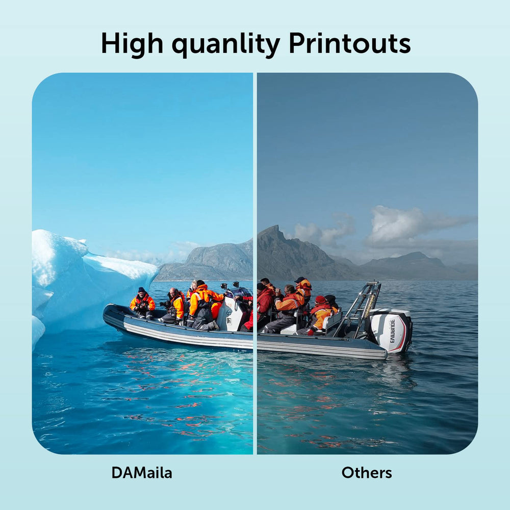 DAM aila cartridges installed in an OfficeJet Pro printing sharp text