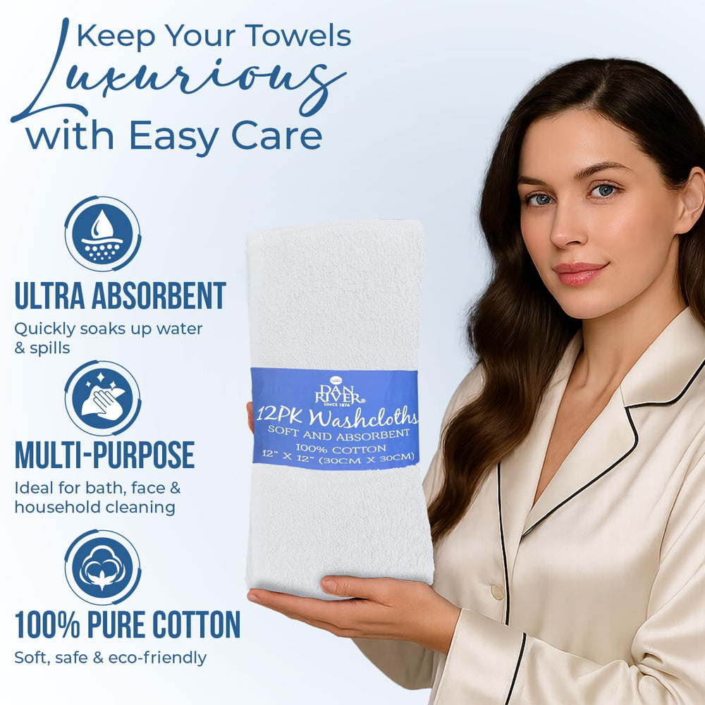 DAN RIVER washcloth in use cleansing face with gentle comfort
