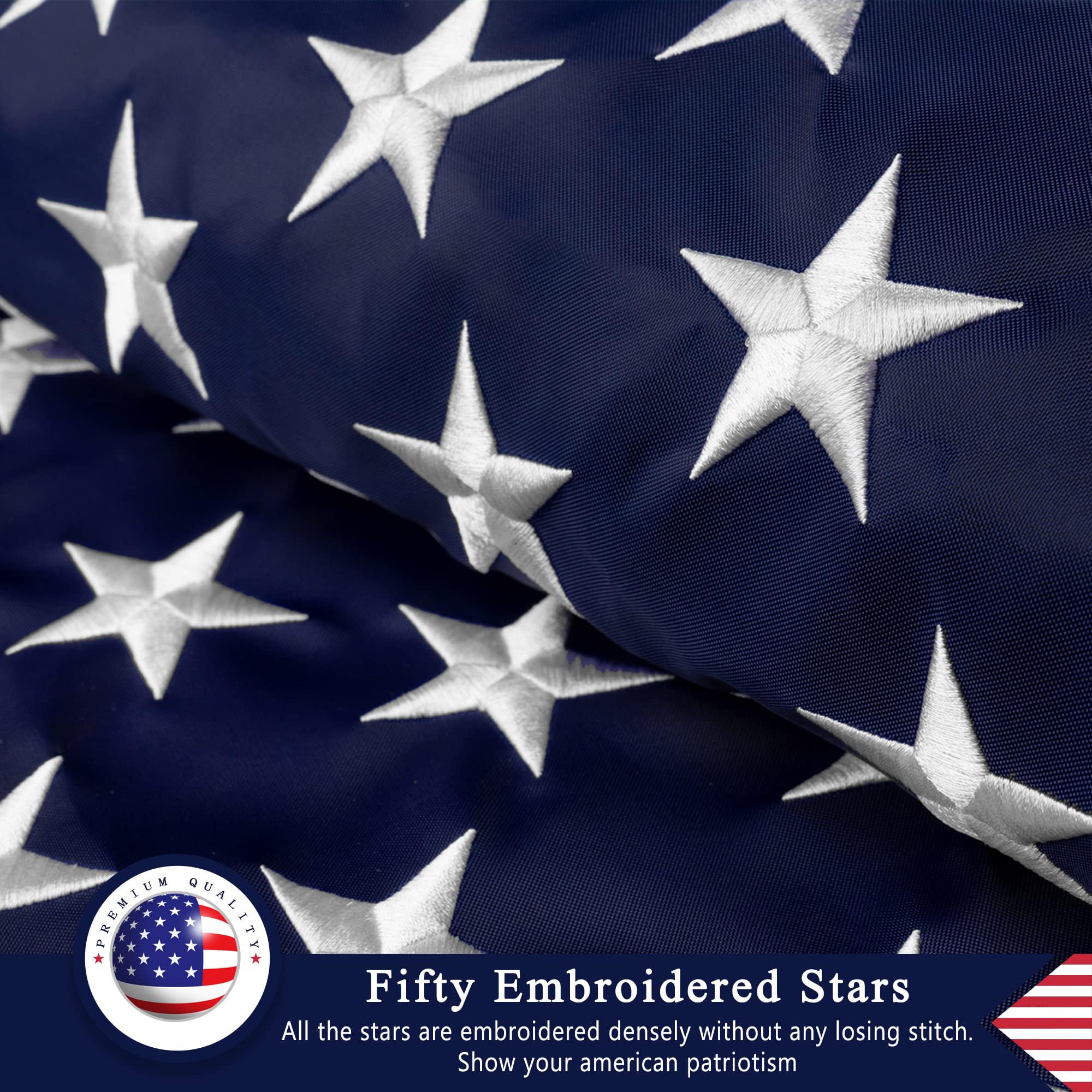 DANF FLAG solid brass grommets and canvas header showing secure mounting benefit: rust resistance