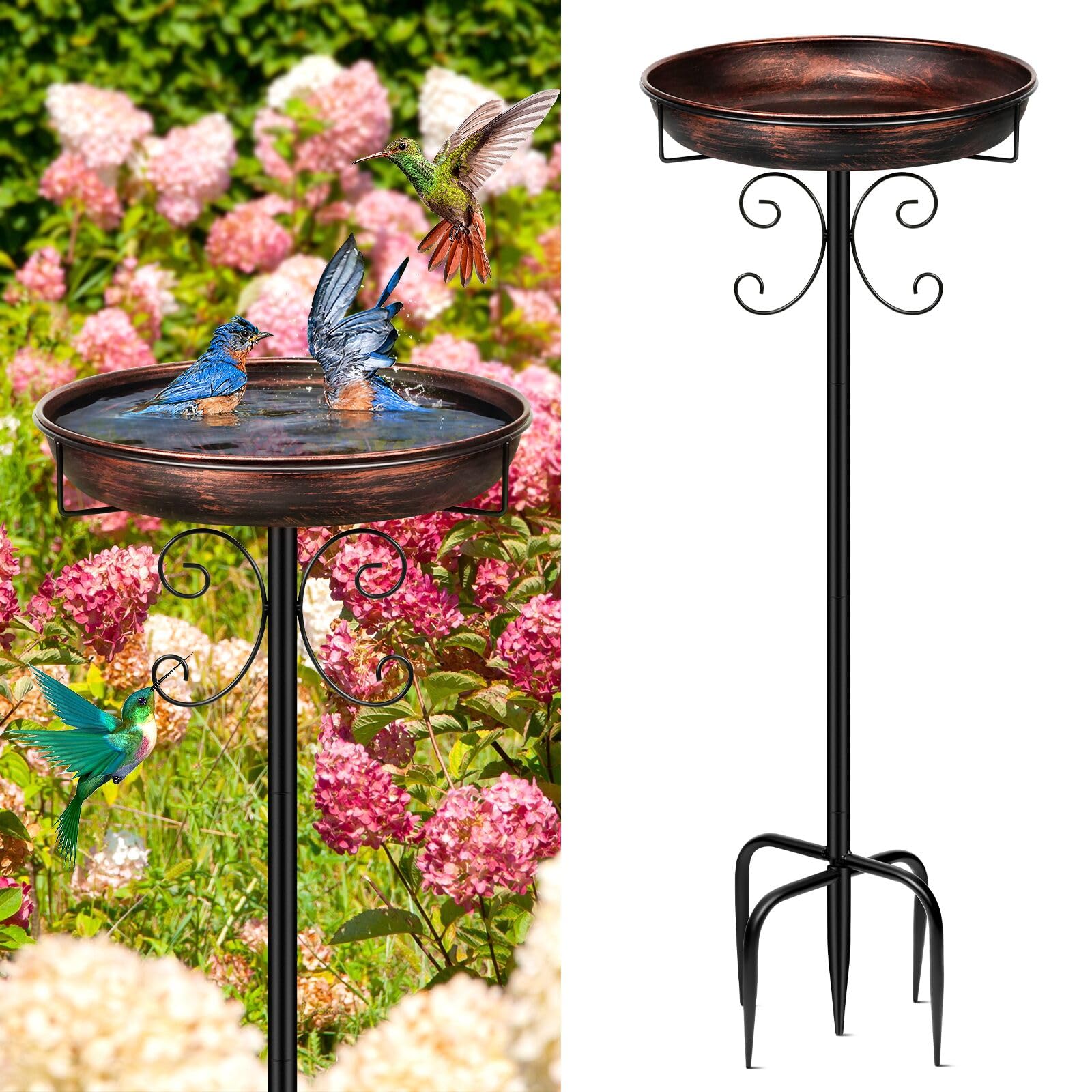 Daoeny front view showing antique bronze bird bath and elegant silhouette for curb appeal