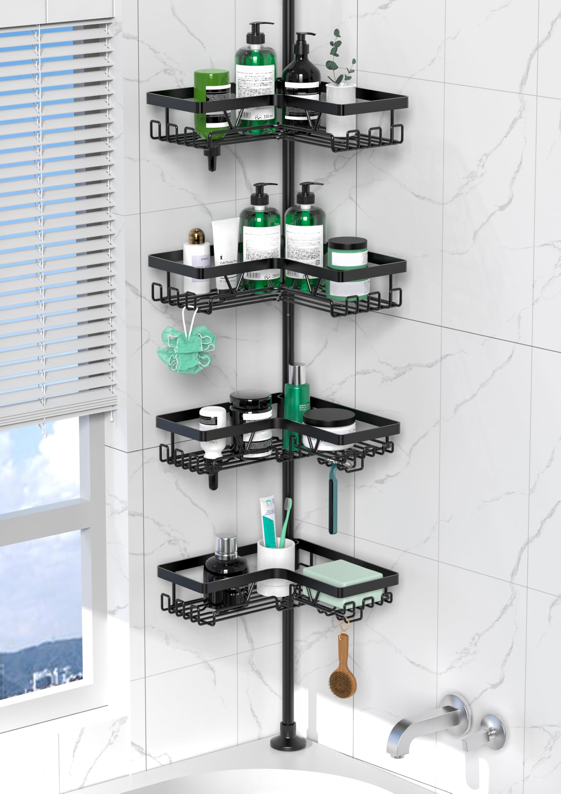 DAOYA corner shower caddy front view showing organized storage benefits