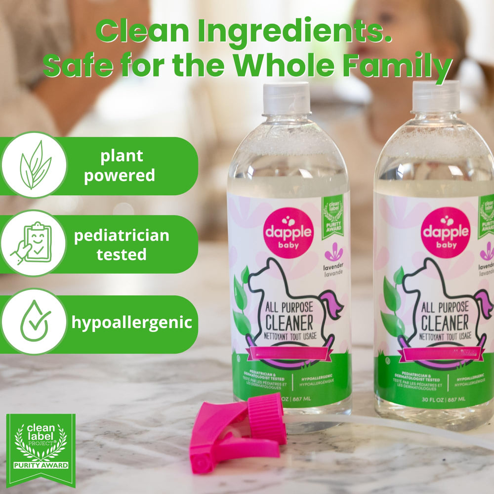 Dapple label close-up highlighting plant-based ingredients and purity