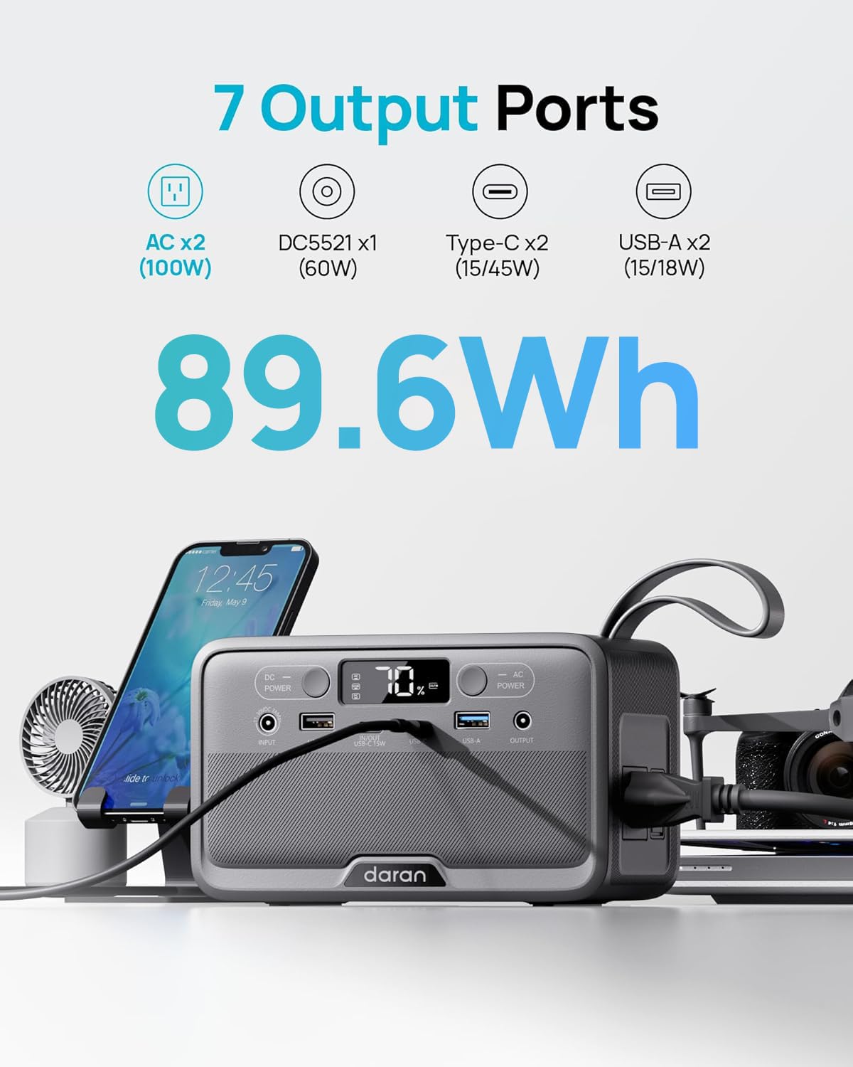 Daran power station in hand highlighting compact size and easy portability benefit