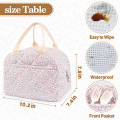 dark swan lunch bag beside a lunchbox demonstrating true-to-scale capacity