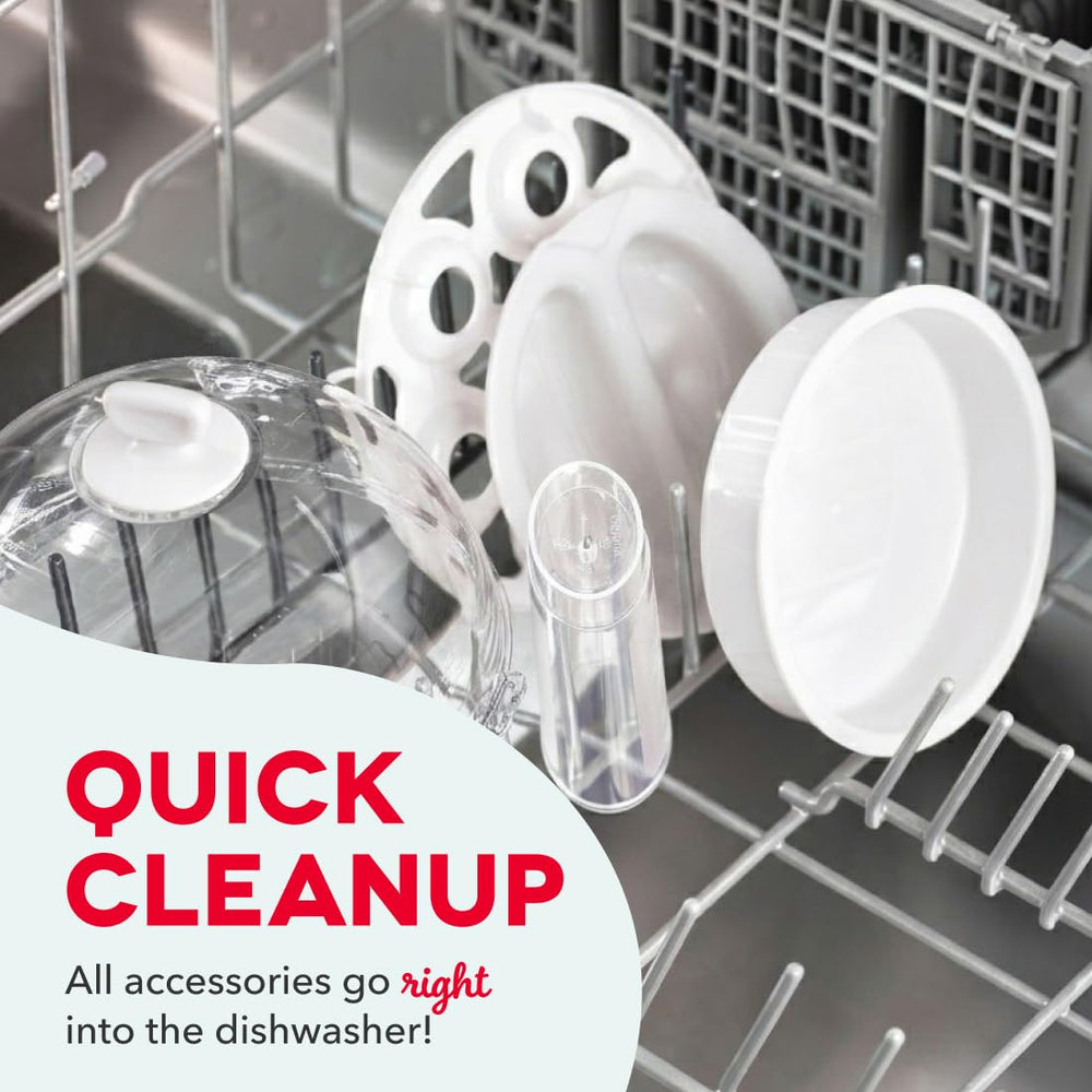 DASH accessories stored inside cooker for space-saving, tidy storage