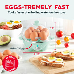 DASH open egg cooker with removable trays showing easy storage benefit