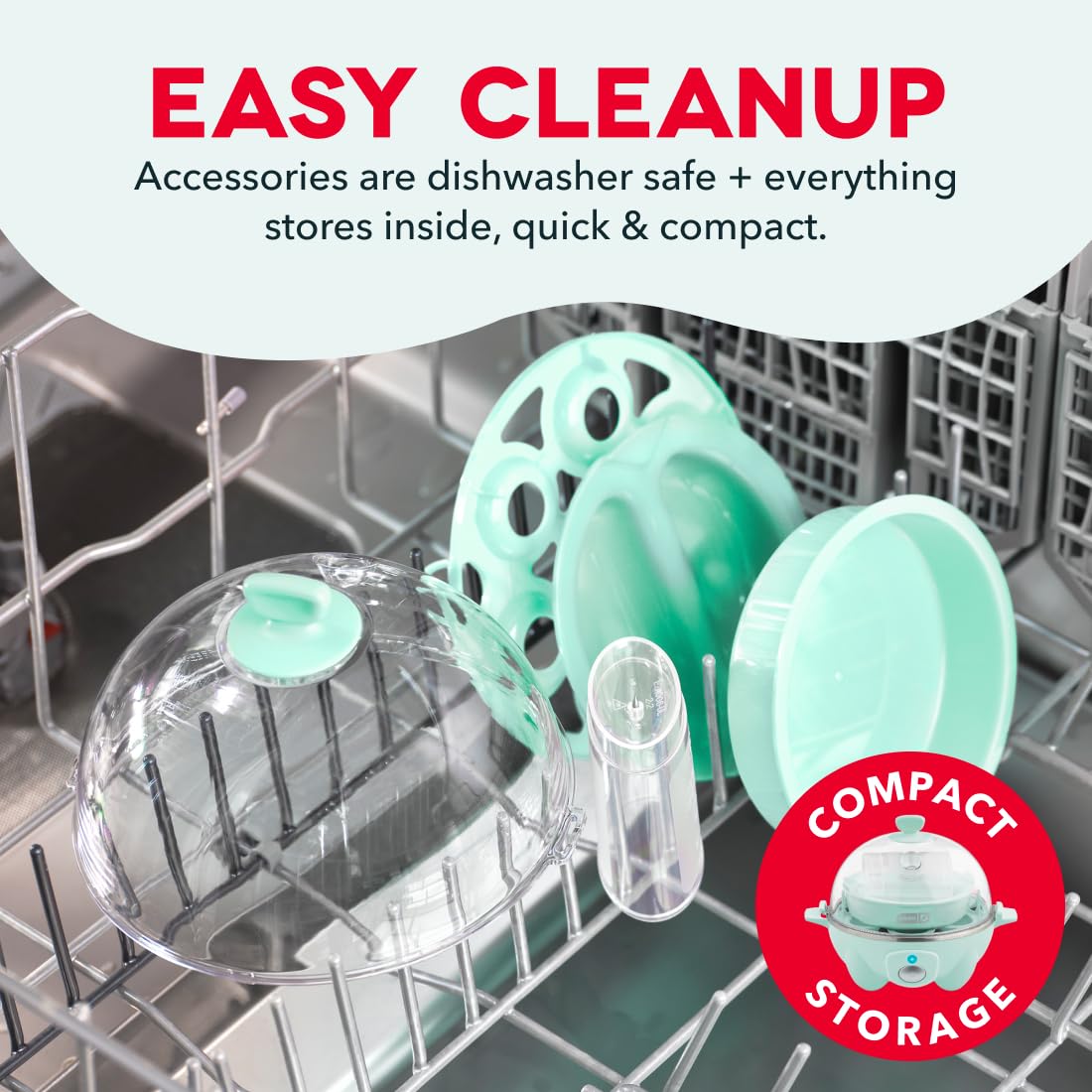 DASH dishwasher-safe parts removed to show simple cleanup benefit