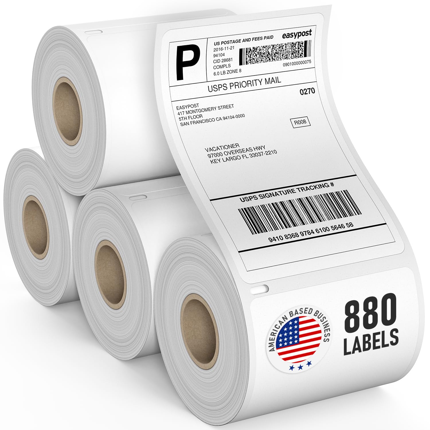 Dasher Products front packaging showing four rolls and compatibility info, highlights reliability