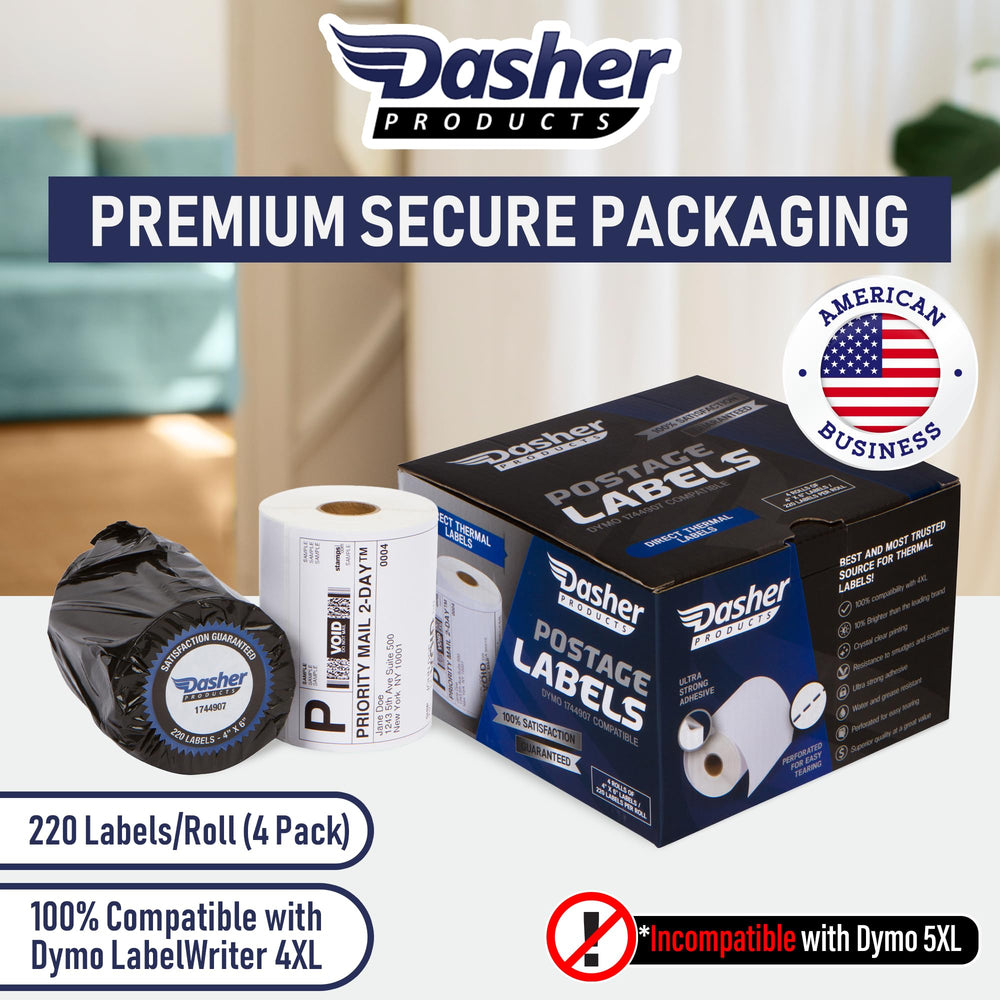 Dasher Products close-up of roll edge and core, shows smooth paper for sharp printing