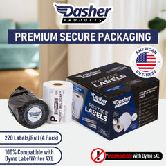 Dasher Products close-up of roll edge and core, shows smooth paper for sharp printing