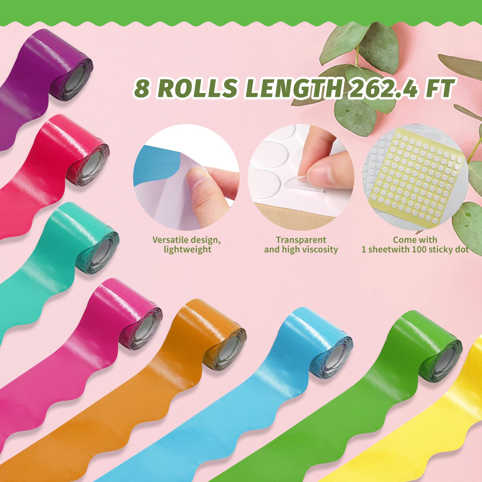 DASTTUIS neat array of eight colored rolls demonstrating variety and coverage benefit