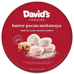 David's COOKIES tin front view showing brand and elegant packaging benefit: great gift presentation