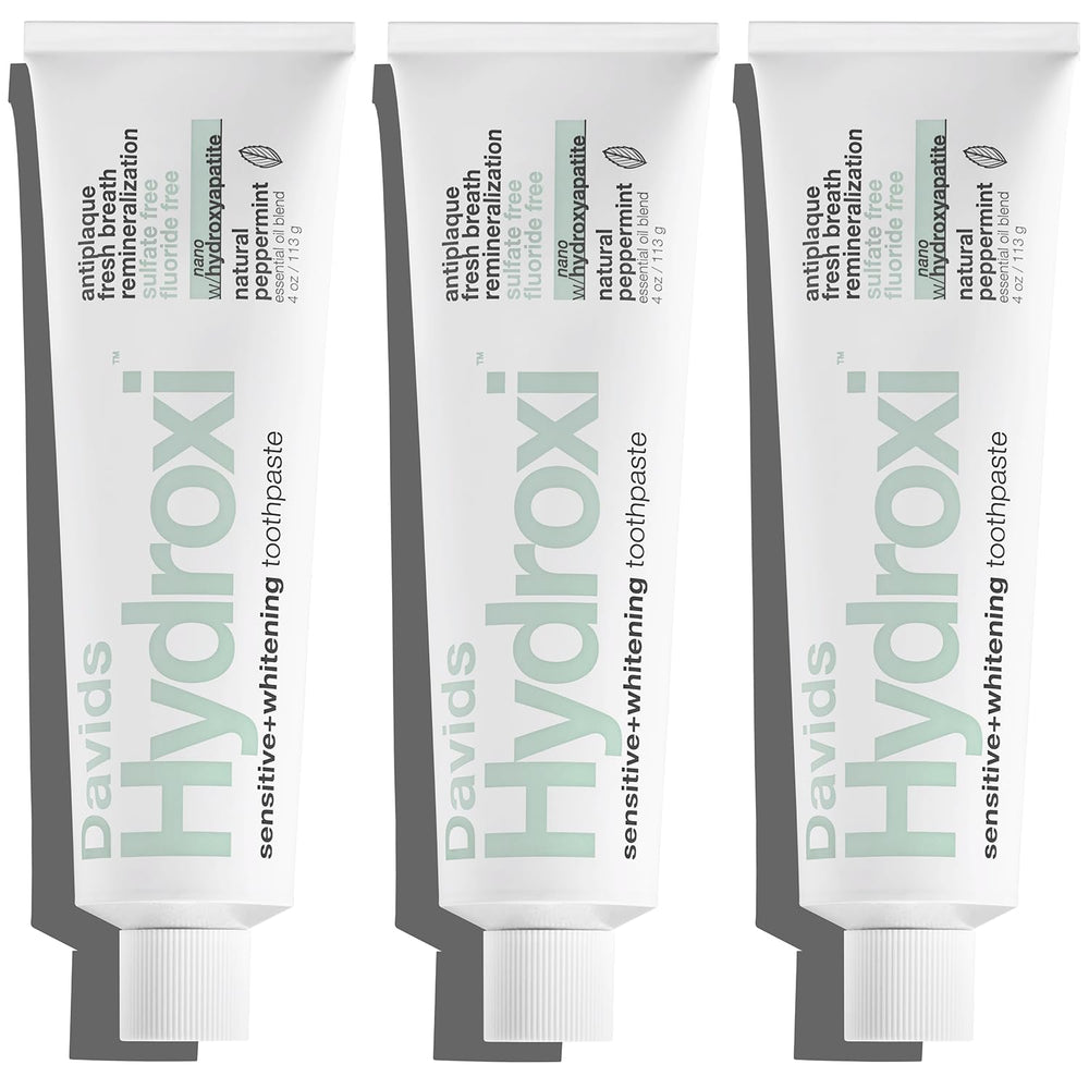 Davids front packaging 3 pack showing peppermint tubes and clean design benefit: clear product choice