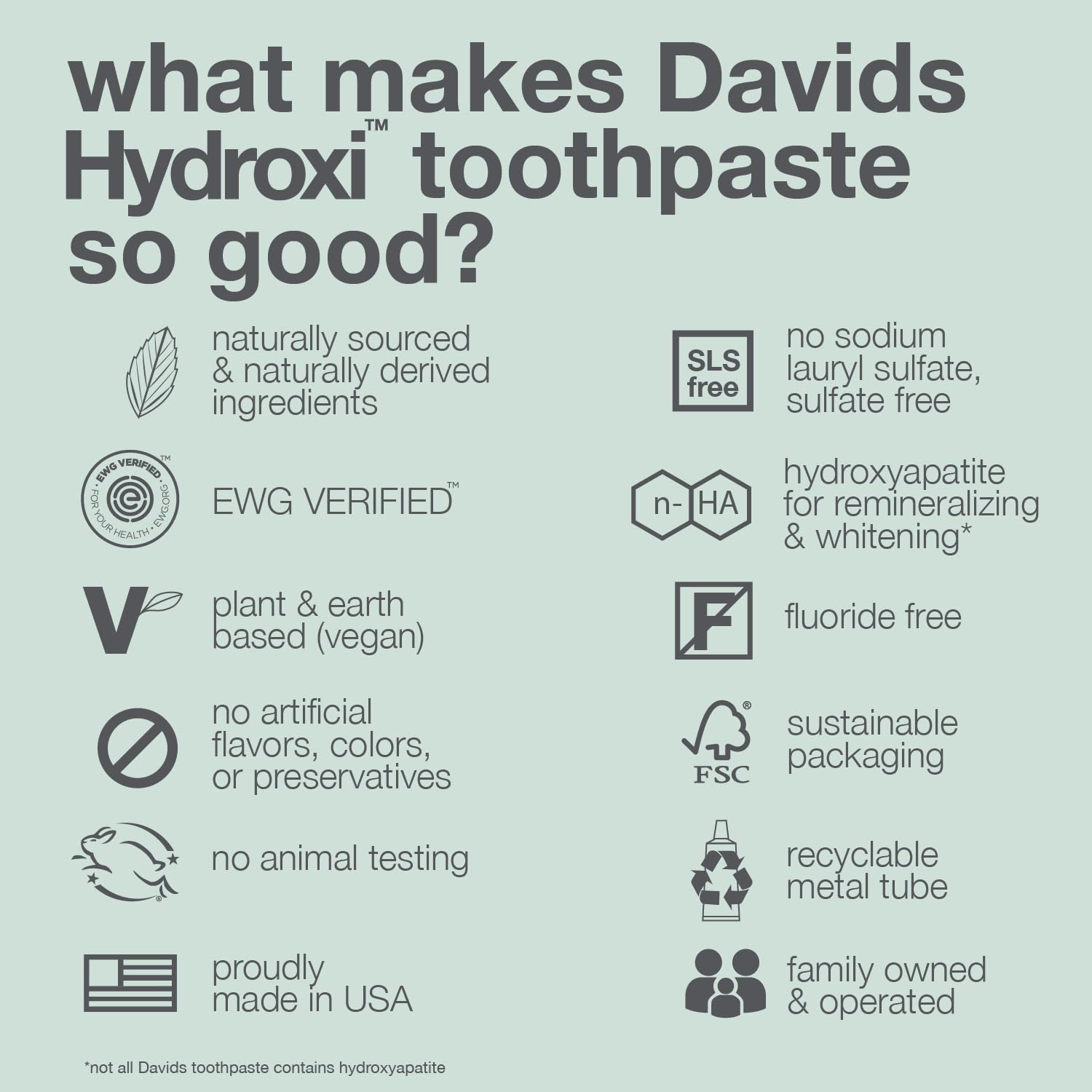 Davids ingredient label close-up highlighting clean, EWG-verified formula