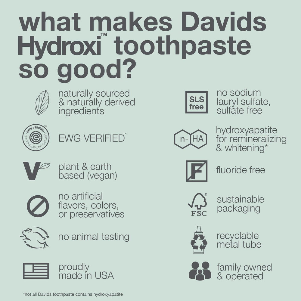 Davids ingredient label close-up highlighting clean, EWG-verified formula