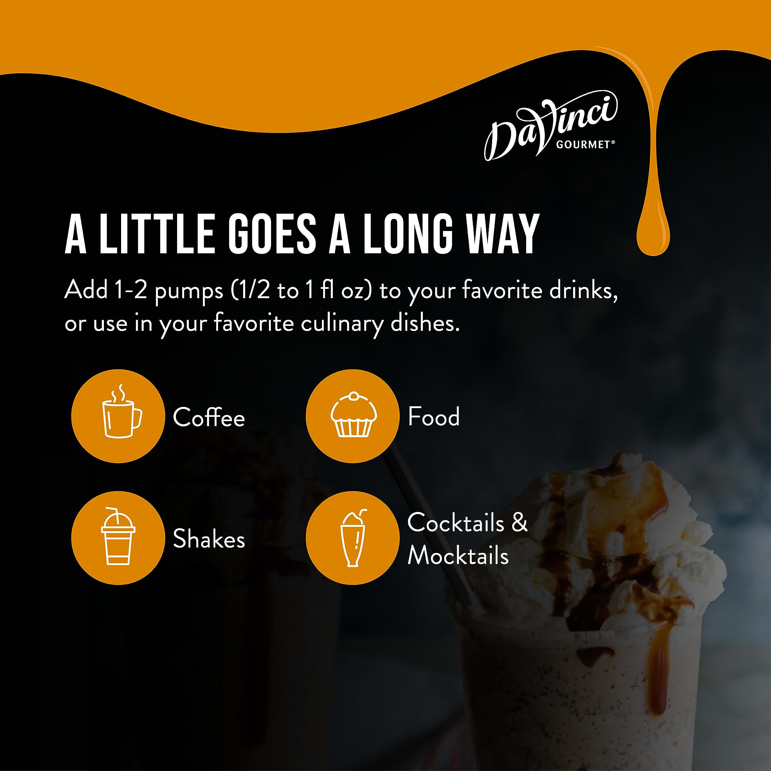 DaVinci Gourmet bottle in a cozy café setting conveying seasonal menu appeal