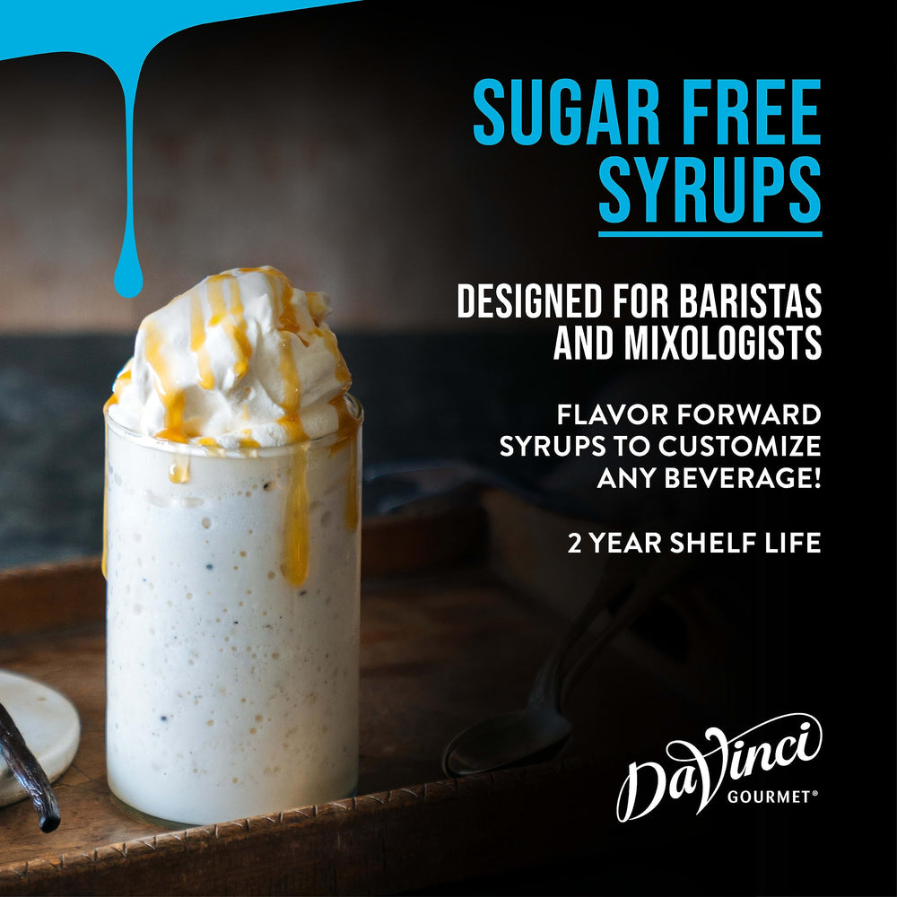 DaVinci Gourmet caramel swirling into espresso showing creamy texture benefit