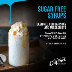 DaVinci Gourmet caramel swirling into espresso showing creamy texture benefit