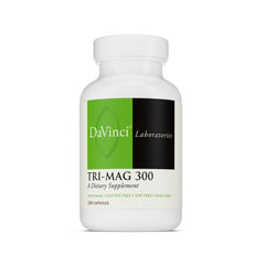 DaVinci bottle front view showing Tri-Mag 300 label and vegetarian promise for clarity