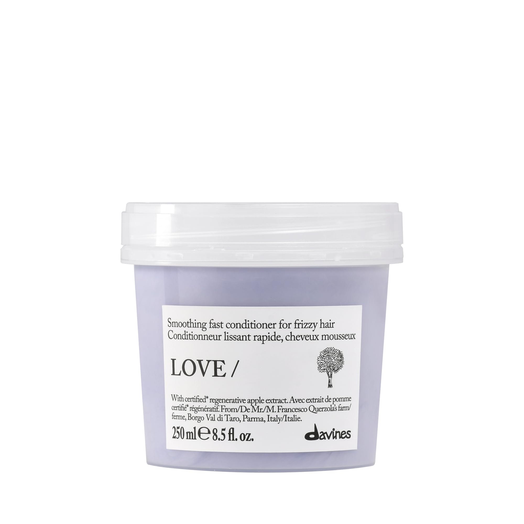 Davines front bottle view showing product label and benefits