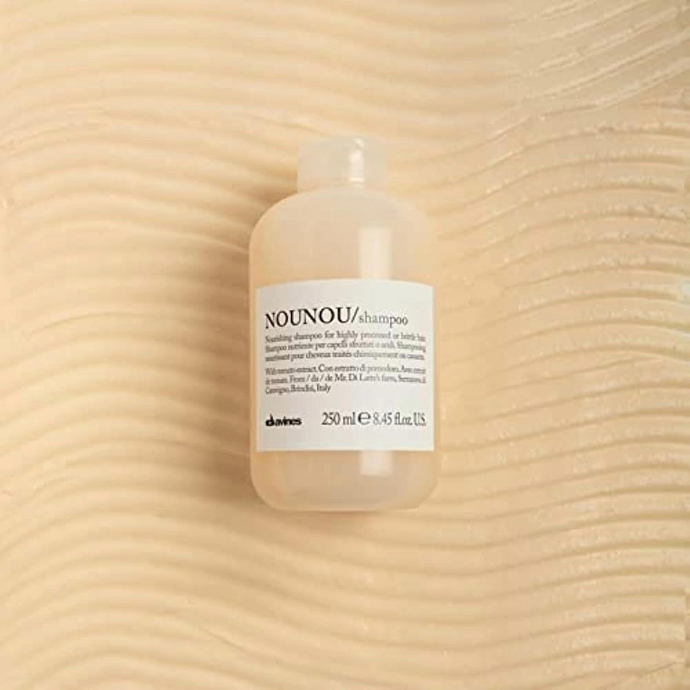 Davines back label of NOUNOU shampoo with ingredients and usage details