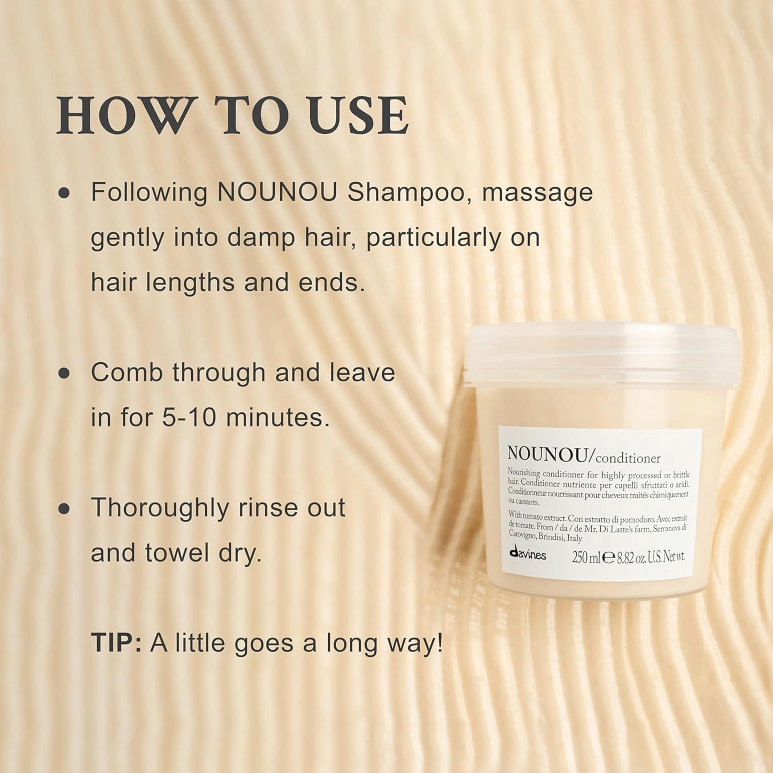 Davines NOUNOU creamy conditioner texture close-up illustrating rich hydration