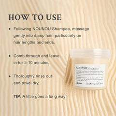 Davines NOUNOU creamy conditioner texture close-up illustrating rich hydration